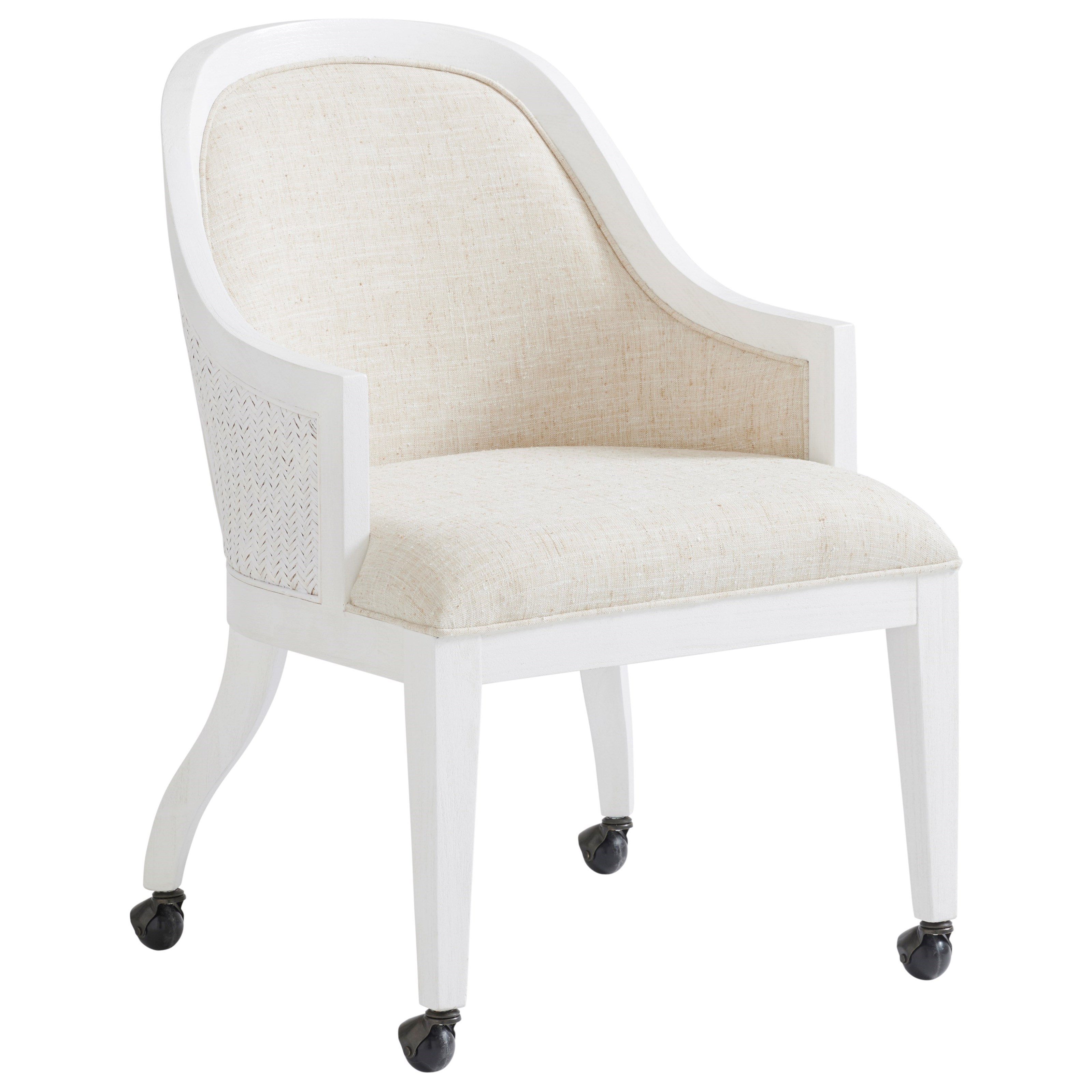 Upholstered dining chairs with arms and casters outlet